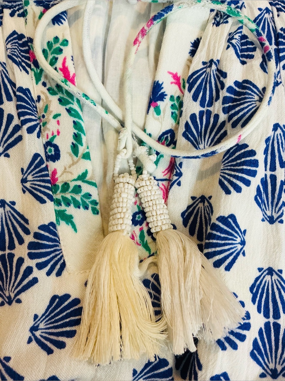 Chico’s Boho Floral Print Maxi Dress - Fits L/14) - Tassel Accents - Picture 13 of 13